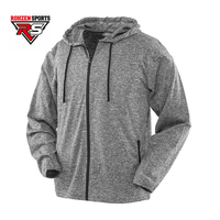 Sweat à capuche gris unisexe avec fermeture éclair, veste polaire de sport, fermeture éclair intégrale, polyester/coton, impression numérique personnalisée, vêtements de sport surdimensionnés pour hommes