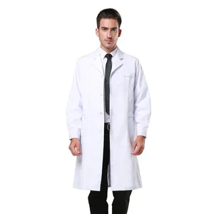 ポリエステル生地の病院および医療ラボで使用するための半袖の白いコートUniforme病院の卸売医師