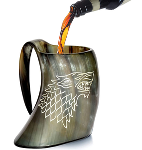 Mug à bière en corne de buffle de luxe à la mode, couleur naturelle, réutilisable, authentique, fabriqué à la main, mug en corne viking - Product Image 3