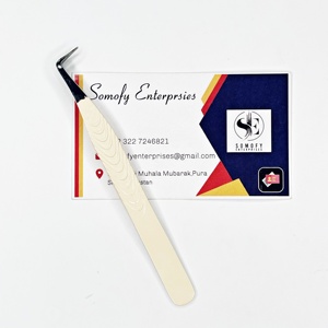 Somofy Enterprises Custom Logo 90 Degree Slim Boot Shape Japanese Solid Stainless Steel Fine Durable 10mm Length Volume Tweezers - Product Image 5