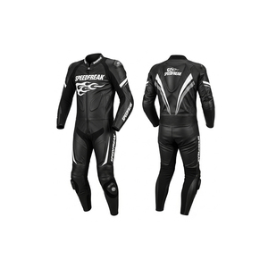 Combinaison de course moto en cuir noir pour homme Speedfreak, manches longues, coupe-vent, toutes saisons - Product Image 1