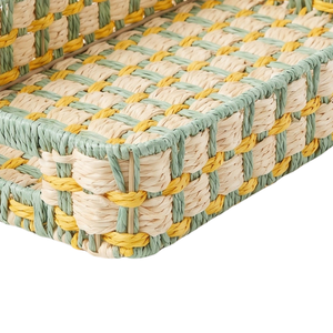 Bandeja de Almacenamiento de Cuerda de Papel Estilo Bohemio Ecológica - Organizador de Cocina de un Solo Nivel con Asas, Artesanía Sostenible Multifuncional - Product Image 3