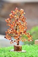 Pot de fleurs décoratif en bois fait main avec 300 perles de cornaline rouge, thème mascotte, pierres naturelles, étanche, vente en gros