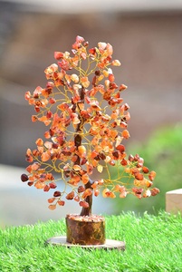 หินคาร์เนเลียนสีแดง กันน้ำ 300 เม็ด ฐานไม้ งานแฮนด์เมด ตกแต่งต้นไม้ธีมมาสคอต กระถางดอกไม้ อัญมณีธรรมชาติ ขายส่ง - Product Image 4