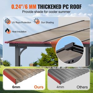 Pergola autoportante en aluminium à toit rigide 10 x 14, résistante aux UV, avec murs en poly, style adossé au mur pour patio - Product Image 5