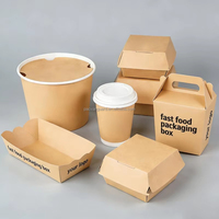 Boîtes en papier kraft pré-assemblées de qualité supérieure, emballage pour nouilles à emporter avec poignée, service de conception gratuit, livraison rapide
