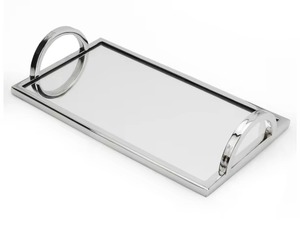 Plateau en métal poli brillant plaqué argent fait main, motif fournisseur indien, prix bas, pour service alimentaire et décoration intérieure - Product Image 1