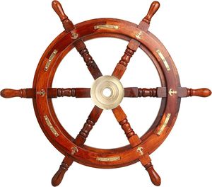 Porte-bougie en forme de roue de bateau en bois, artisanal, écologique, moderne et nautique |   Support mural |   Artisanat en bois naturel |   Bougie parfumée décorative - Product Image 3
