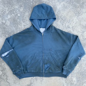 Sudadera con capucha de forro polar personalizada de alta calidad con cremallera, estilo vintage, doble capa, lavado ácido, efecto desgastado por el sol, bordado 3D, para otoño - Product Image 1