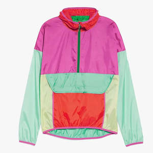 Chaqueta cortavientos para hombre, de moda, hecha a medida, de tela de nailon, con colores contrastantes, manga larga, con cierre de cremallera. - Product Image 1