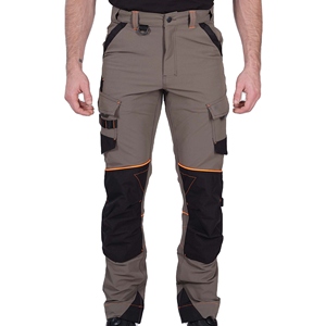 Pantalones de trabajo tipo cargo con rodilleras y ribete naranja para hombre - Product Image 1