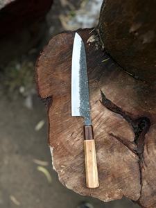 Couteau de cuisine industriel en acier Damas SHARP POINT TRADES, lame droite de 8 pouces, épaisseur 0,5 mm, manche en bois, biseau 2 - Product Image 5