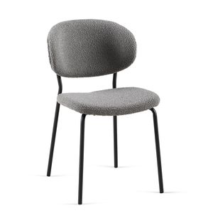 Ensemble de 4 chaises de salle à manger modernes du milieu du siècle, tissu bouclé gris avec dossier incurvé pour cuisine et salle à manger - Product Image 6