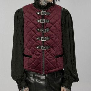 Gilet d'hiver noir gothique punk multi-boucles pour homme, en inter-coton, vente en gros 2026 - Product Image 5