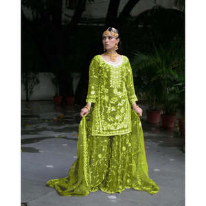 Women's Beautiful Party Wear <b>Top</b> Bottom Dupatta Set - Product Image 4