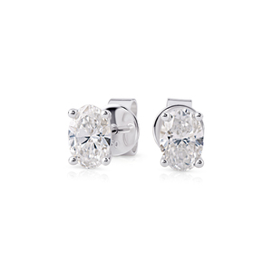 Pendientes de Diamante Ovalado Cultivado en Laboratorio con Certificación IGI, Oro Blanco de 14K con Baño de Rodio, Corte Ovalado Solitario, Minimalista, de Lujo, para Boda - Product Image 4