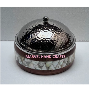 Plat de service en acier inoxydable vert menthe avec couvercle décoratif en fil métallique, chauffe-plat thermique isolé, vaisselle de table - Product Image 3