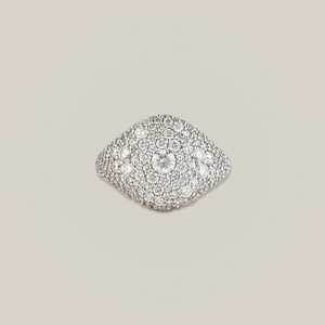 Round Cut Lab Grown <b>Diamond</b> Signet <b>Ring</b> 12mm Wide Modern Finish Pave Set Luxury Pinky Statement Promise <b>Rings</b> 14K 18K Solid Gold - Product Image 1