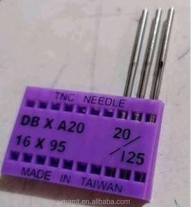 Nuevas agujas de acero TNC DB X A20 de varios tamaños para prendas de vestir y máquinas de coser industriales fabricadas en Taiwán Marca MARRIT - Product Image 1