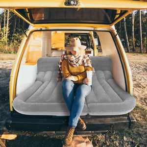 Grey SUV materasso ad aria per campeggio letto ispessito cuscino con pompa ad aria e custodia PVC floccato letto auto per viaggi a casa - Product Image 4