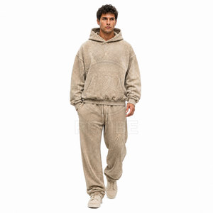 Survêtement décontracté léger pour l'hiver, effet délavé, design confortable, doublure en molleton 100% coton pour les activités de plein air et les voyages - Product Image 3