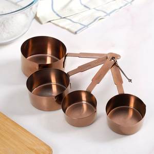 Tasses à mesurer écologiques en cuivre avec poignée en laiton, qualité alimentaire, capacité personnalisable, ensemble de tasses à mesurer réutilisables pour la cuisine - Product Image 3