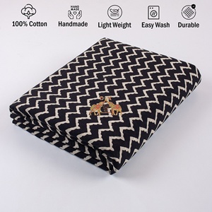 Fabricante Zig Zag Hand Block Print tela ligera algodón negro impreso tela suave para las mujeres - Product Image 2