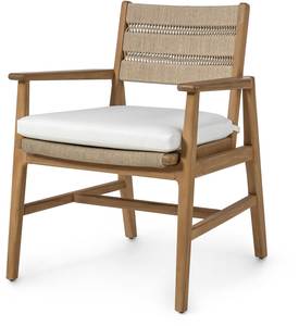Chaise de salle à manger moderne en bois massif et rotin avec coussin, dossier et assise tressés pour la maison, l'hôtel et le restaurant - Product Image 3