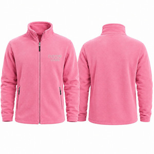 Chaqueta de Forro Polar Rosa para Hombre, con Cierre Completo, Cuello Alto, Logotipo Personalizado en la Parte Delantera, Ropa Casual de Invierno Cálida, Forro de Algodón, Bordado, Tejido de Punto - Product Image 4
