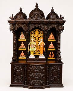 Compre el Templo Sagwan Wood Shree Lakshmi Narayan, un Mandir para el Hogar Tallado a Mano en Estilo Swaminarayan, un producto muy vendido, fabricado y exportado para EE. UU. - Product Image 2