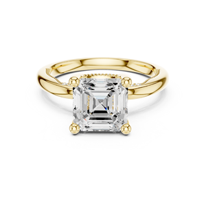 Anillo clásico de diamante solitario de talla Asscher con cuatro puntas, cultivado en laboratorio, en oro amarillo de 14k, hermosa joya para mujer para uso diario. - Product Image 3