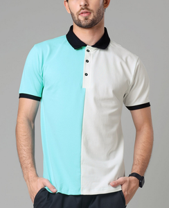 Men's <b>Polo</b> Casual Short Sleeve Color-Blocked <b>3</b> Button Plate Lapel Collar 100% Cotton Durable High Elasticity Summer Golf T-<b>Shirt</b> - Product Image 1