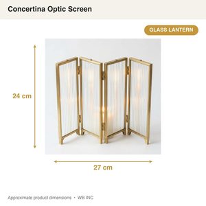 Handmade 24 cm <b>Brass</b> Glass Candle <b>Lantern</b> Brushed <b>Brass</b> Screen Folds Flat Concertina Optic Screen for Home Decor Hotel Wedding - Product Image 6