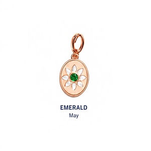 Wholesale OEM Custom Emerald Quartz May Birthstone Pendant Rose Gold Plated Oval Flower <b>Charm</b> for DIY Jewelry Making - Product Image 1