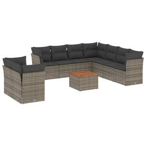 Conjunto de Sofá de Jardín de Ratán Gris y Marrón, 6 Plazas, Resistente a la Intemperie, Muebles de Exterior de Diseño Contemporáneo - Product Image 2