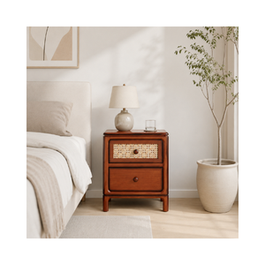 Mesa de Noche de Madera Maciza para Dormitorio con 2 Cajones de Almacenamiento, Mesita de Noche Moderna de Madera, Muebles para el Hogar, Proveedor OEM de Fábrica - Product Image 1