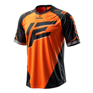 Maillot de motocross personnalisé pour homme, manches longues, impression par sublimation orange, séchage rapide, chemise de course moto, taille adulte, maillot de motocross - Product Image 4