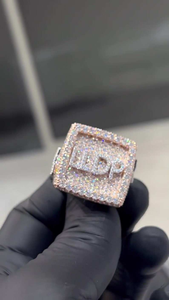 Moissanite Square Signet <b>Ring</b> Pave Diamond Style <b>Initial</b> <b>Ring</b> Hip Hop Statement Jewelry For Men - Product Image 3