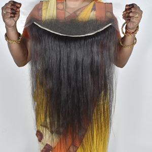 Extensiones de Cabello Humano Remy Virgen Sin Procesar, Cabello Humano Indio Natural de Templo, Frontal HD 13*4 Liso, Cutícula Alineada - Product Image 4