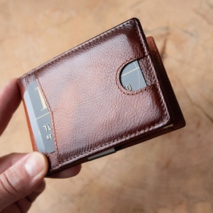 Porte-cartes en cuir véritable minimaliste en gros, blocage RFID, étui pour cartes de crédit, porte-cartes avec logo personnalisé LNCR-0009 - Product Image 1