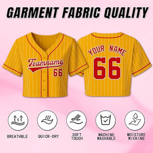 Maillot de baseball et de softball jaune personnalisé pour femme, avec nom et numéro d'équipe, à manches courtes, col en V, à enfiler - Product Image 3