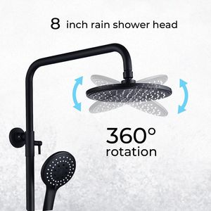 Sistema de Ducha Termostática Moderno en Negro Mate, Montaje en Pared, Válvula de Latón de Triple Función con Cabezal de Ducha de 8 Pulgadas - Product Image 6