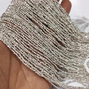 Piedra Preciosa de Pirita Plateada Natural, Cuentas Facetadas Redondas Pequeñas de 2 mm, Se Venden por Hilo de 12 Pulgadas - Product Image 2