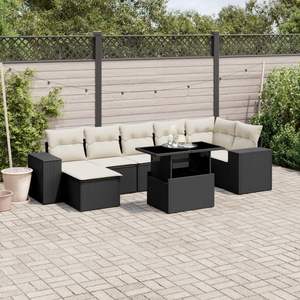 Conjunto de Sofás Modulares Grandes de Ratán PE Negro para Jardín, Muebles Modulares Elegantes para Exteriores - Product Image 1