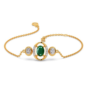 Bracelet triple cercle en diamants avec chaîne en or jaune et accent latéral en pierre noire - Product Image 3