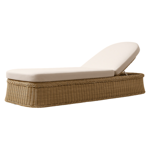 Elegant Outdoor Sun Lounger Teak Wood with Rattan Wicker and Storage Modern Style Comfortable Cushion Villa Hotel Furniture - Product Image 1