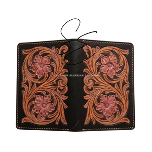 Handmade Tooled Leather <b>Passport</b> Holder RFID Blocking Travel <b>Wallet</b> Floral Carved Cover Card Slots - Product Image 4