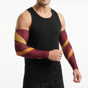Soft <b>Compression</b> Knit Lightweight Eco-Friendly Spandex/Polyester Breathable Panels Flexible Movement Secure Elastic <b>Arm</b> <b>Sleeves</b> - Product Image 1