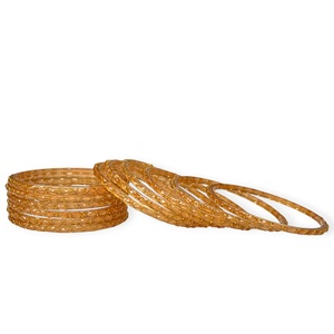 Luxury Glossy Peach Finish Designer Trendy Raindrop Glass Kashmiri <b>Bangles</b> <b>Set</b> for Wedding and Daily Wear at Wholesale Price - Product Image 3