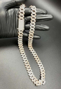 Moissanite Silver Cuban Link <b>Chain</b> Hip Hop <b>Iced</b> <b>Out</b> Two Tone Statement Necklace Luxury Bling Jewelry Gift For Men - Product Image 3